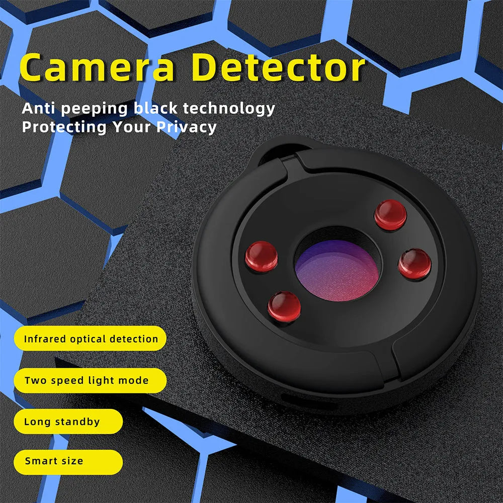 Compact infrared camera detector device for finding hidden surveillance cameras with 5 metre detection range