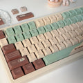 Matcha green theme mechanical keyboard keycaps with ergonomic CAP adaptive shafts on a white background.