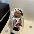 Halloween graffiti print crossbody bag with pumpkin ghost bat cartoons in medium size