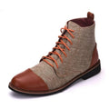 Men's large size leather motorcycle boots with belt buckle detailing in multiple colour options
