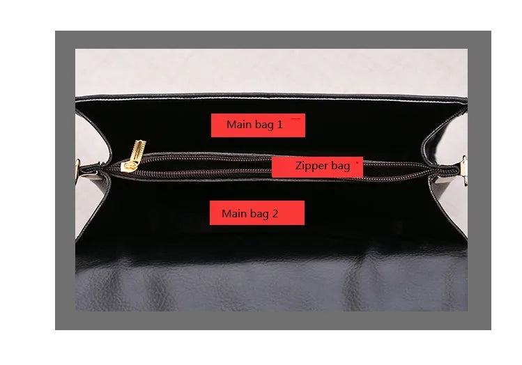 Fashion woman handbag PU soft shoulder bag in Black colour with polyester lining