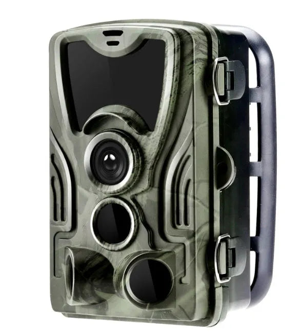 Green cellular trail camera for hunting with LCD screen and sensor lens