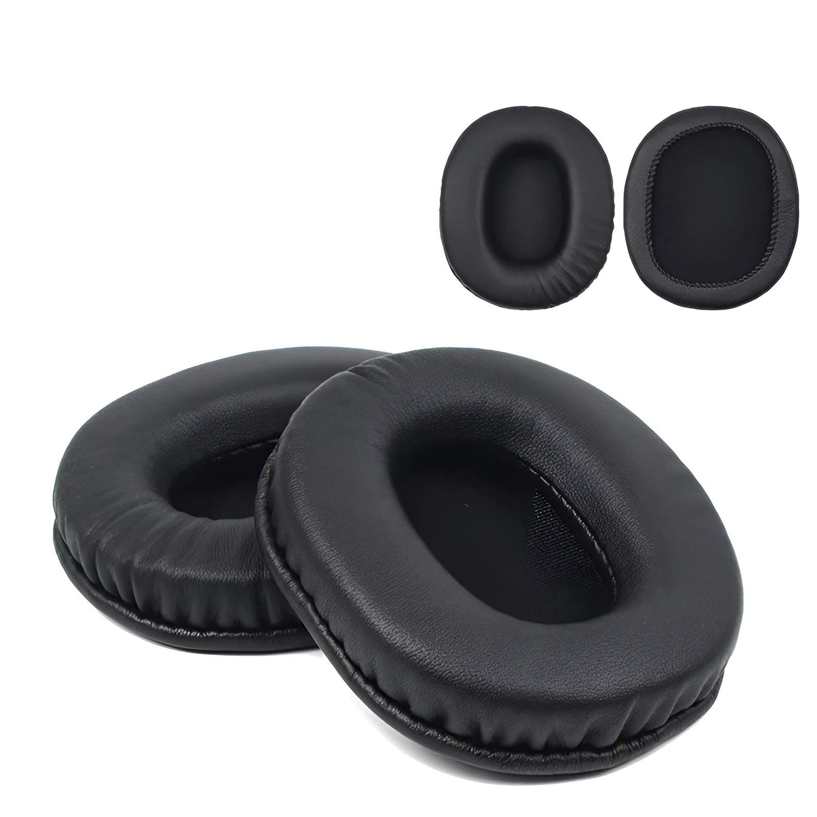 Pair of black soft PU leather replacement ear pad covers for Sony MDR-1R headphones.