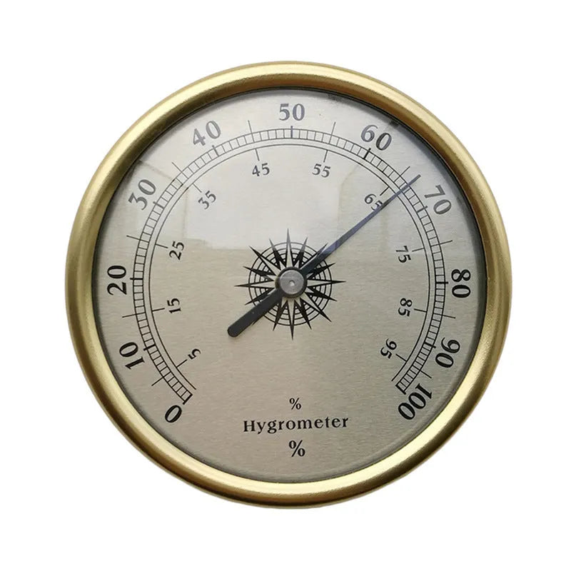 Aluminium analog thermometer and hygrometer with circular 72mm diameter display
