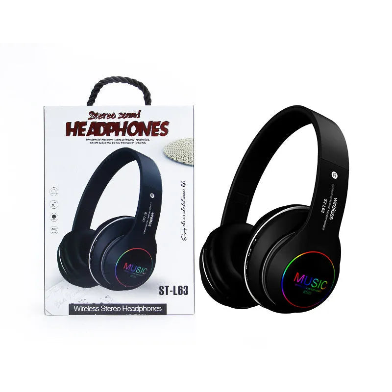 Black Bluetooth over-ear headset with microphone, showing USB charging port and 3.5mm jack