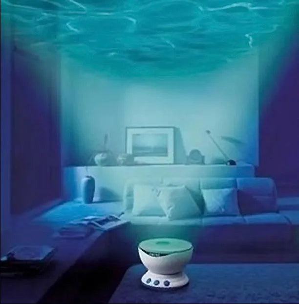 Blue ocean wave projection lamp with DLP correction for children's puzzle activities
