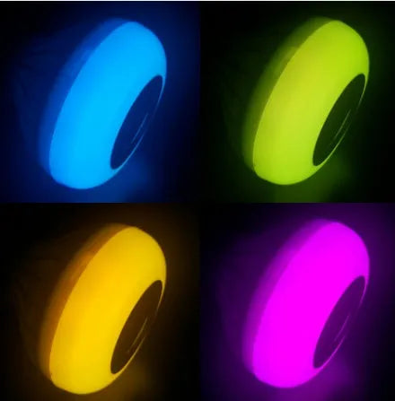 White LED Bluetooth bubble lamp with E27 base showing RGB colour lighting effects