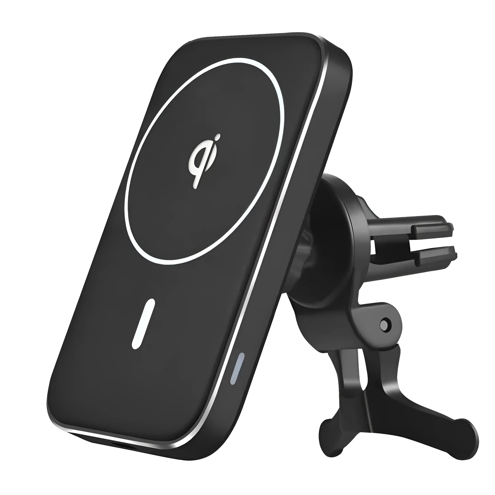 Black M6 car bracket magnetic wireless charger with adjustable vent clip for dashboard mounting