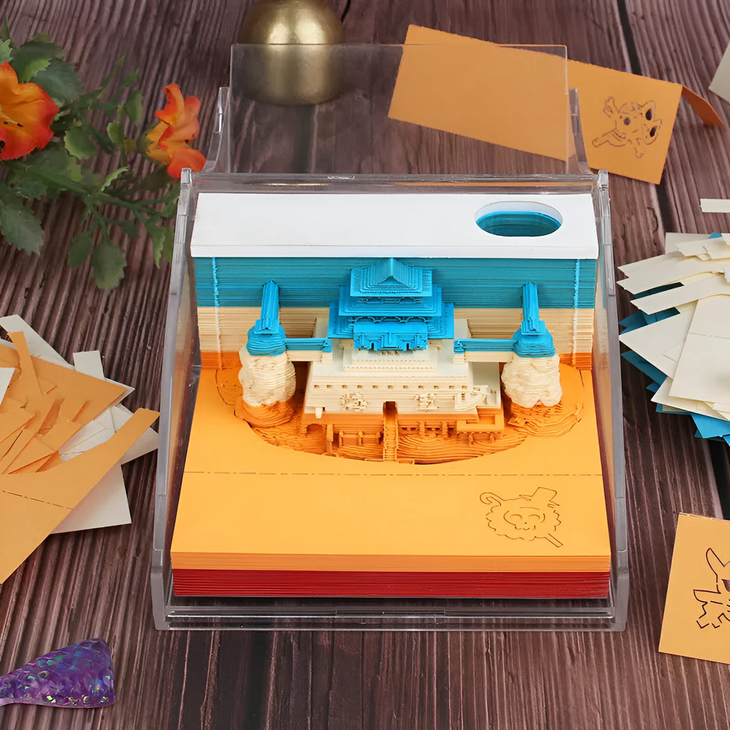 One Piece anime architectural sticky notes showing 80x45mm craft paper with Castle design