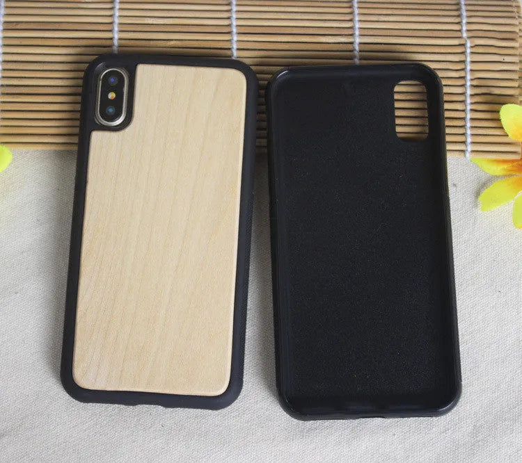 Wooden TPU phone case with carbonised bamboo element for iPhone models