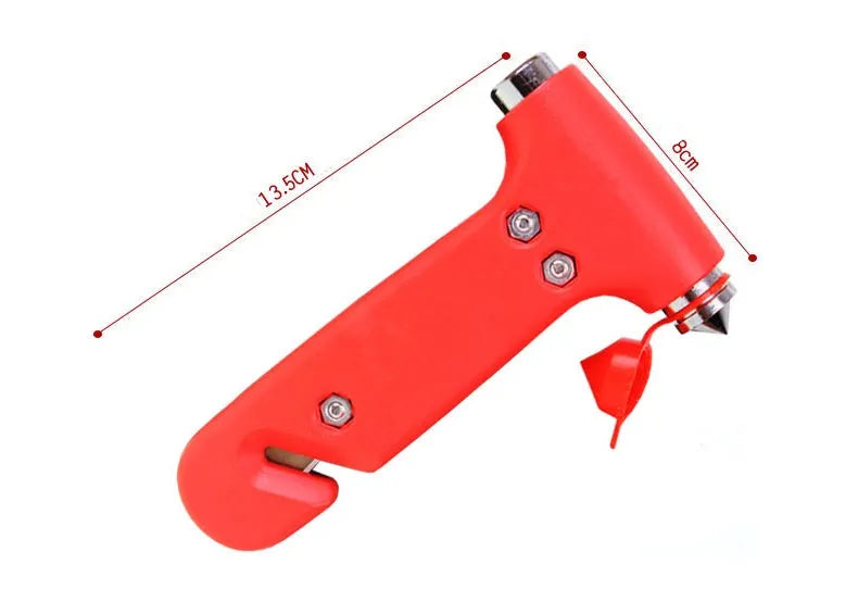 Automobile emergency multifunctional escape hammer in black plastic on white background