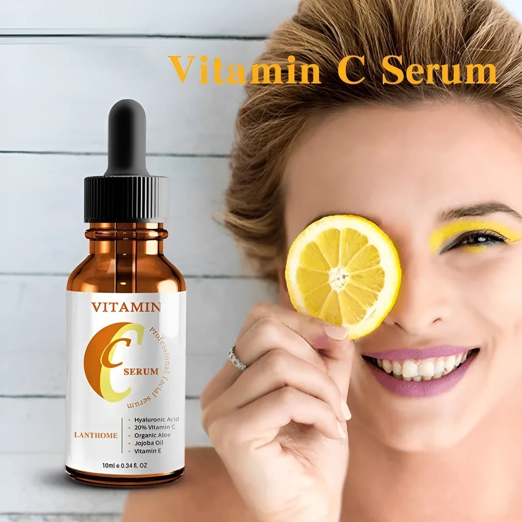 10ml facial serum bottle with vitamin C and hyaluronic acid for skin brightening and moisturising