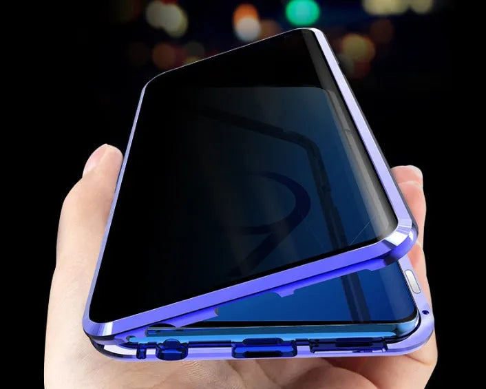 Magnetic anti-peeping phone case for Samsung Galaxy in double-sided glass construction