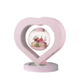 Pink preserved rose ornament with LED lights and optional audio Bluetooth base for birthday Valentine gifts