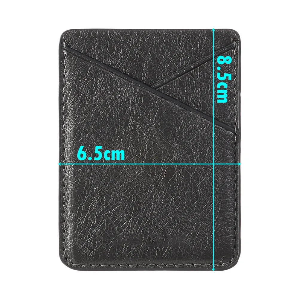 PU leather mobile phone sticker card holder in black and pink foldable design for ID cards