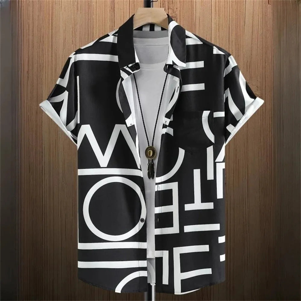 Men's camouflage pattern shirt with 3D digital stitching detail on polyester fabric