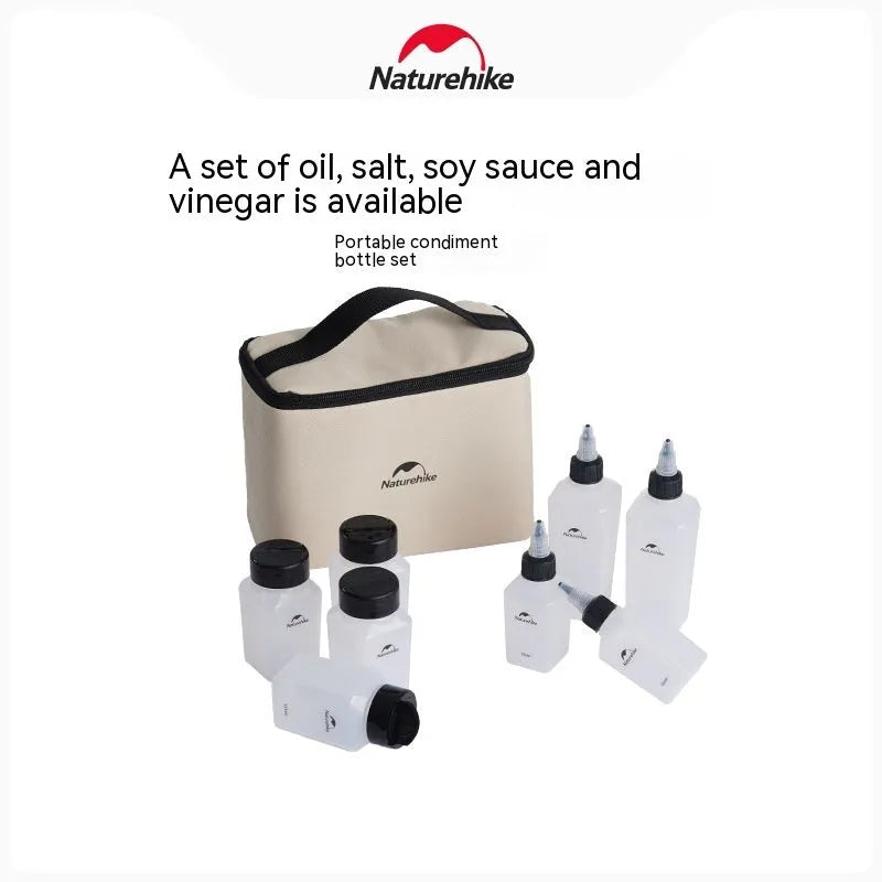 Naturehike six-piece portable seasoning bottle set with modern simplicity design