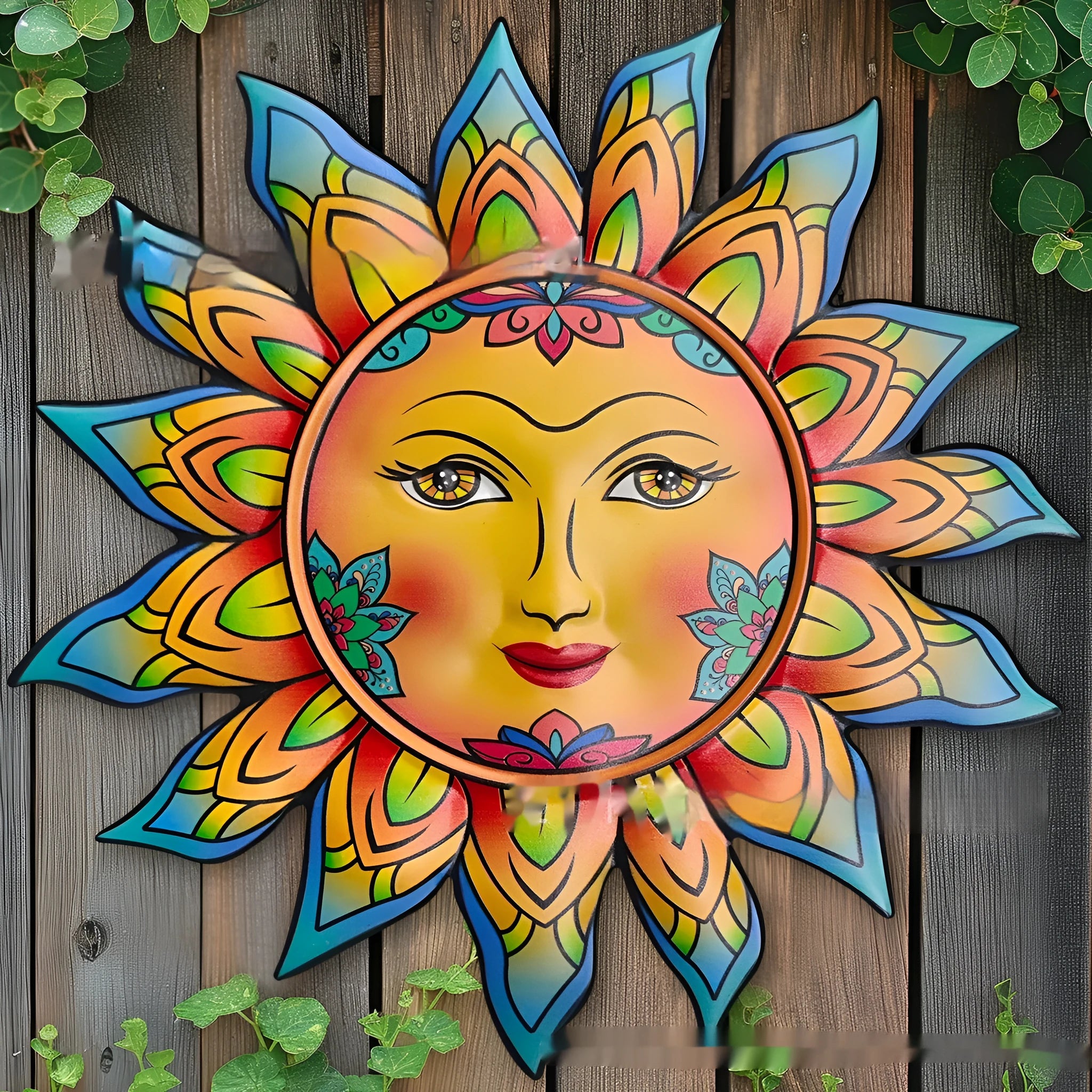 Iron sun face metal wall hanging decorative craft for indoor living room decoration