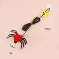 Red hanging door cat toy with elastic rope feather stick bell spider attachment