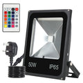 Black aluminium LED flood light with IP65 rating for outdoor architectural and advertising illumination