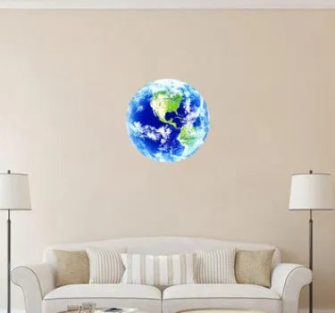 Glow in the dark 3D Earth wall sticker showing planet design in multiple size options