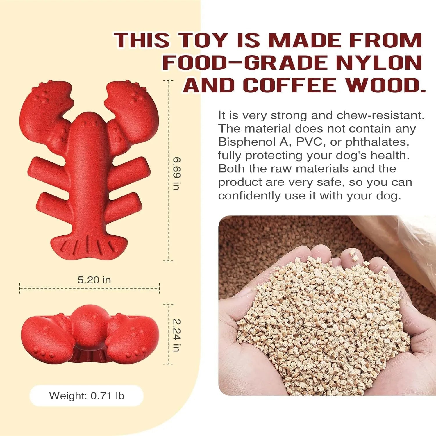 Red nylon dog chew toy for large dogs with bone design for aggressive chewers