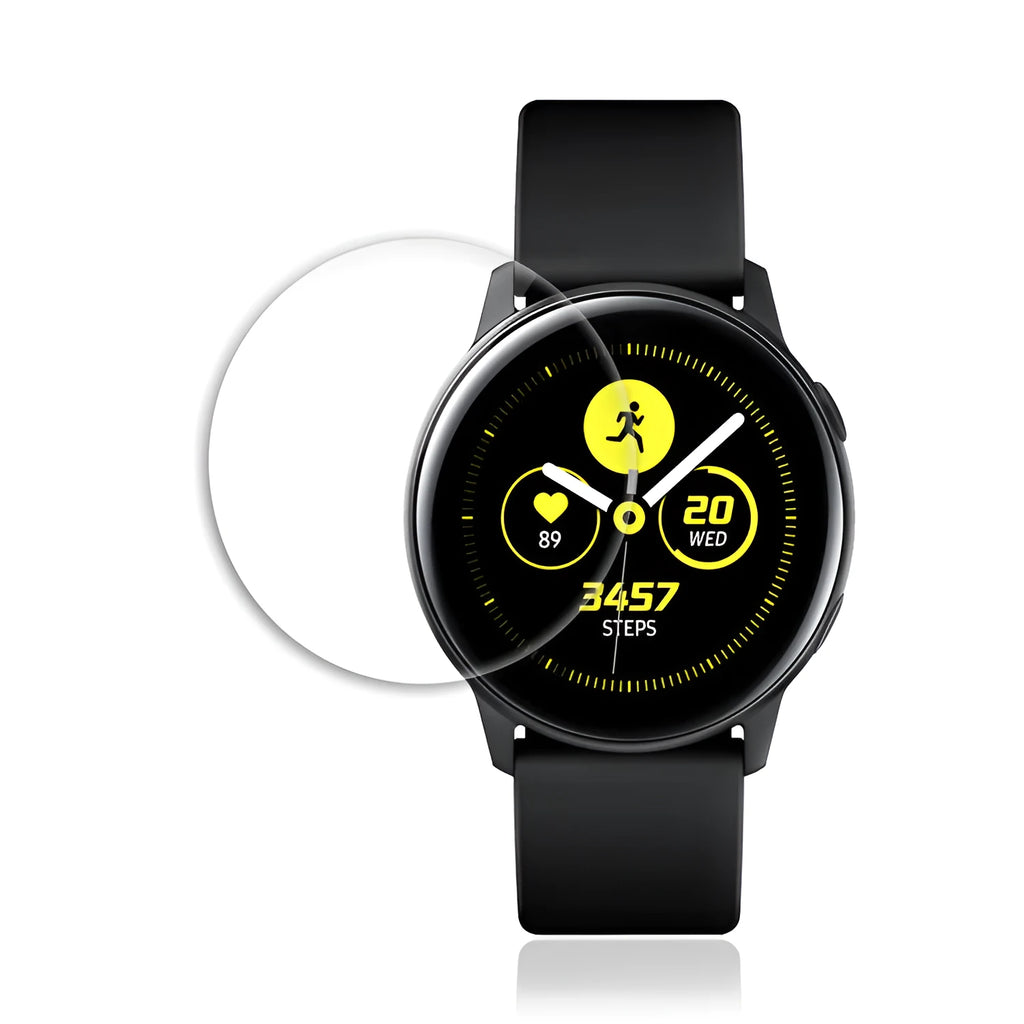 Galaxy Watch Active full screen tempered glass protector with anti-fingerprint coating.