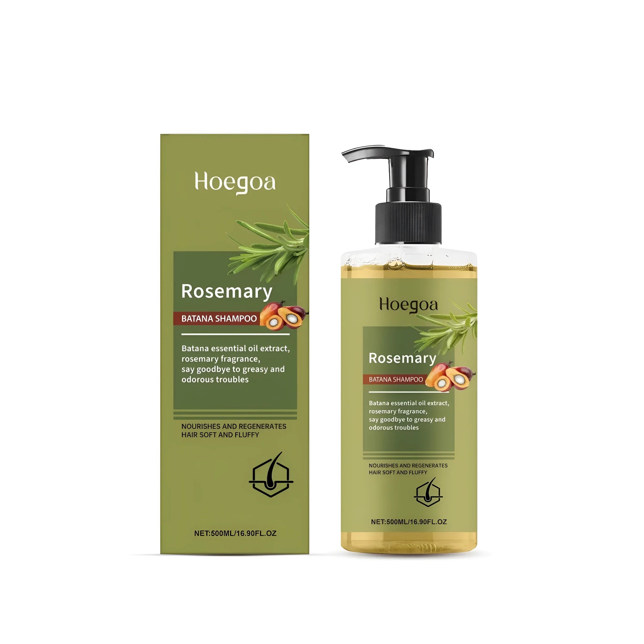 500ml bottle of Rosemary Hair Growth Shampoo with botanical extracts.