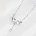 Fish-shaped S925 silver zircon necklace with 6x9mm pendant and 40cm+4cm chain in gold colour