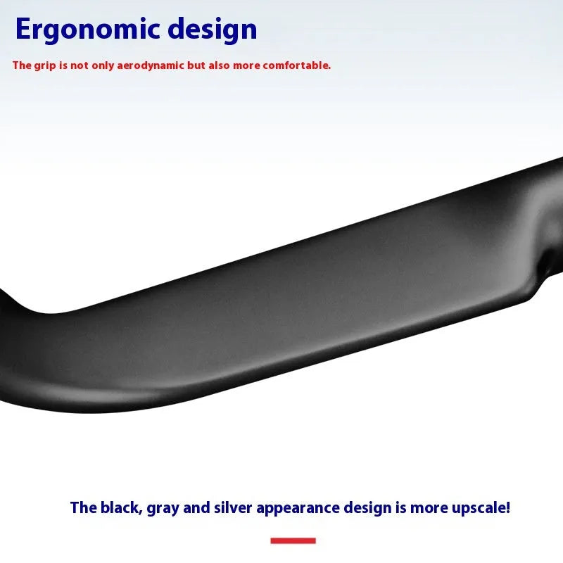 Carbon fibre road bicycle handlebar showing black double line finish and 420mm width measurement
