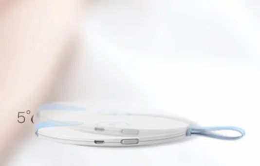 A slim, portable baby bottle sterilizer in blue or pink, showing USB port and compact design.
