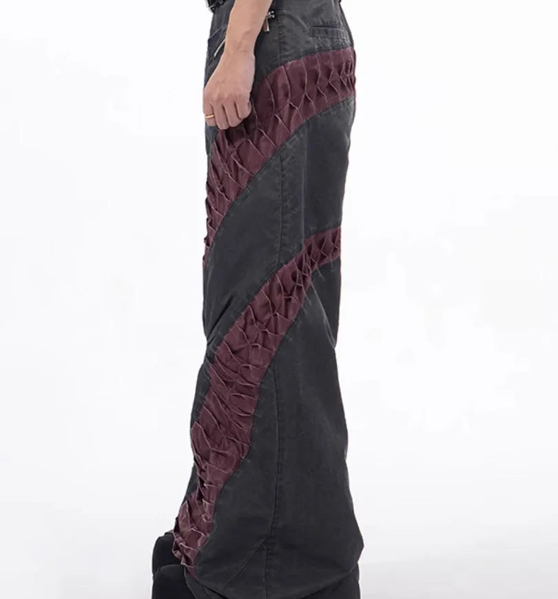 Retro three-dimensional keel casual sports pants in viscose rayon fabric, shown in gray colour with straight hem.