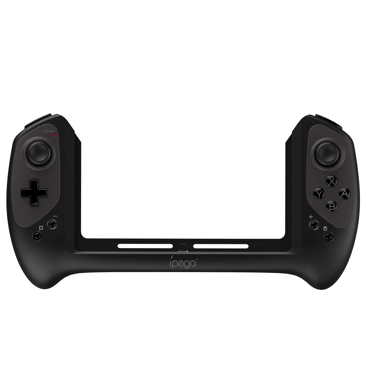 Black Nintendo Switch wireless gamepad with ergonomic curved grip and textured rockers