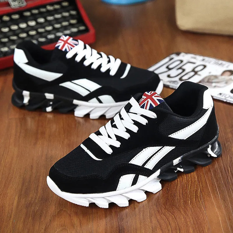 Men's breathable mesh casual running shoes with front strap closure and rubber sole