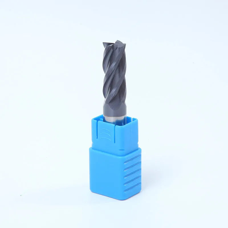 Carbide four-flute straight shank milling cutter with spiral cutting edges