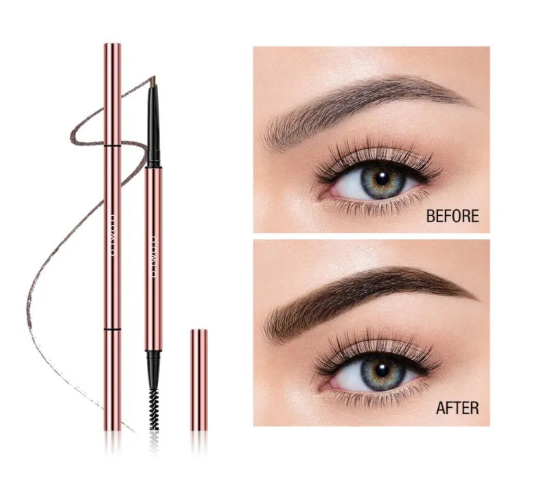 Eyebrow pencil in colour box with six shade options: Auburn, Blonde, Caramel, Dark Brown, Soft Brown, Taupe.