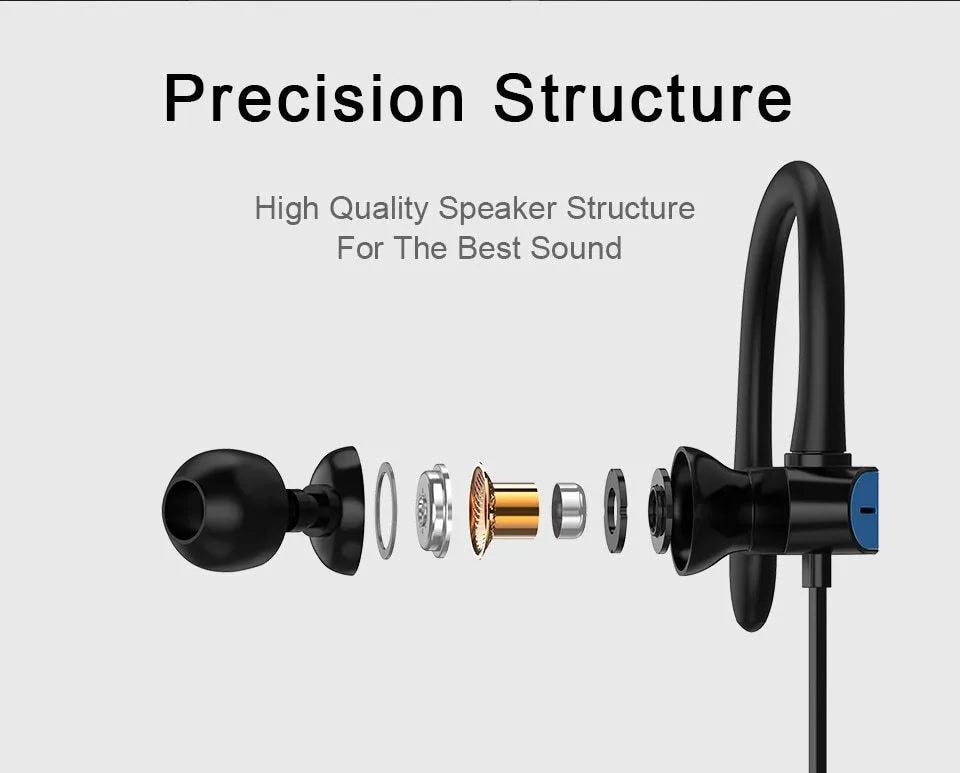 Black and grey universal sport ear hooks with gel silicone earbuds for PTM TS27 running headphones