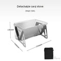 Folding stainless steel outdoor barbecue oven with grill rack and storage bag.