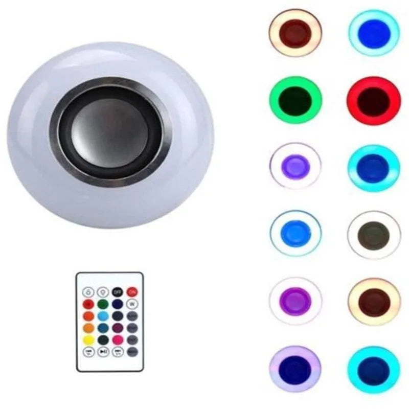 White LED Bluetooth bubble lamp with E27 base showing RGB colour lighting effects