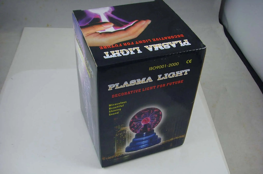 Colourful anti-radiation magic ball light with glass sphere on ABS base and USB cable.