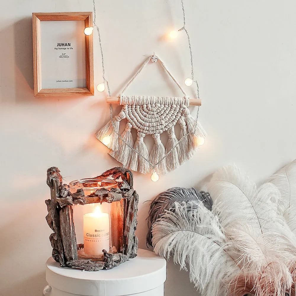 Hand-woven cotton linen tapestry wall decoration Nordic style 20x25cm for meter box cover
