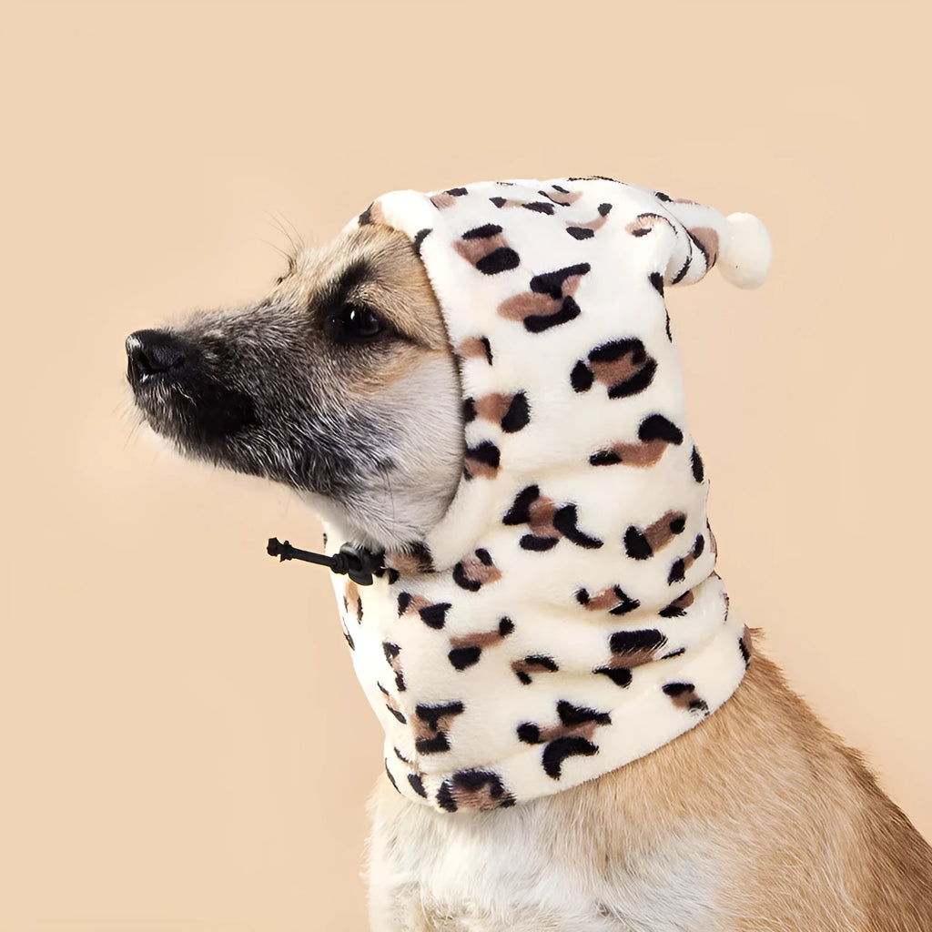 Soft cloth bear ears headdress for pets in leopard print with size options