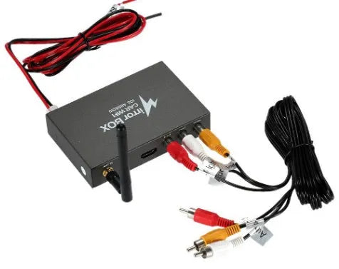 Black Car Mirror Link Box Wi-Fi converter with antenna and cables for smartphone screen mirroring