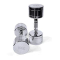Silver pure steel electroplated dumbbell on grey background