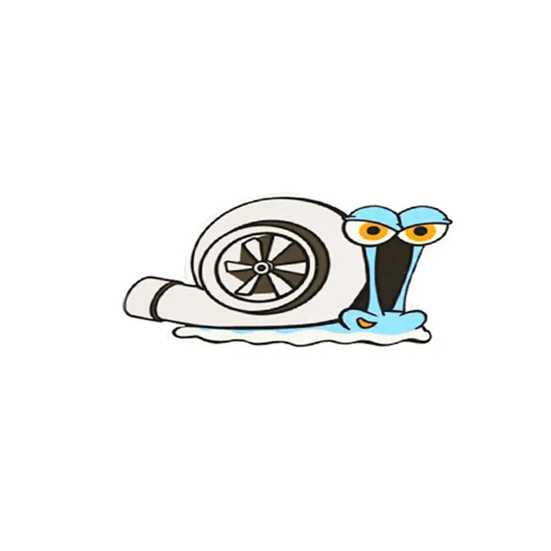 White snail cartoon reflective car bumper sticker measuring 12cm by 8cm