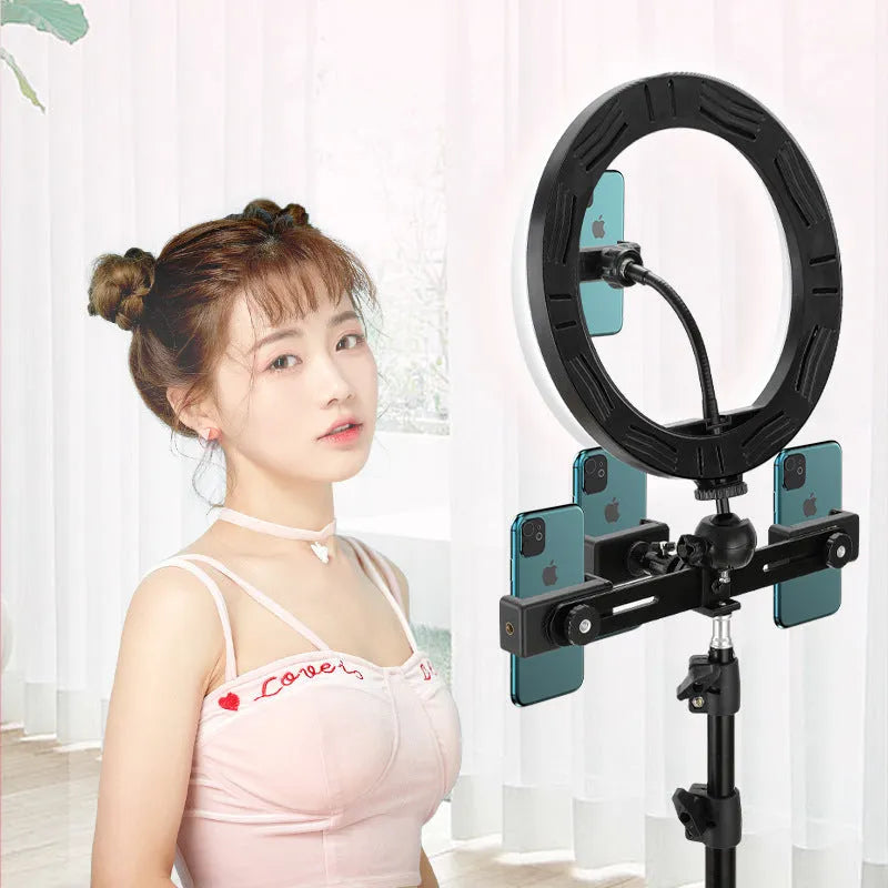 10-inch rotating ring selfie light with metal bracket for smartphone photography