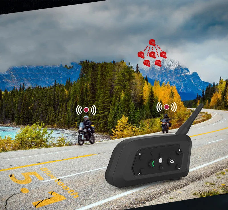 V6pro motorcycle helmet Bluetooth intercom unit with mounting clip and charging cable