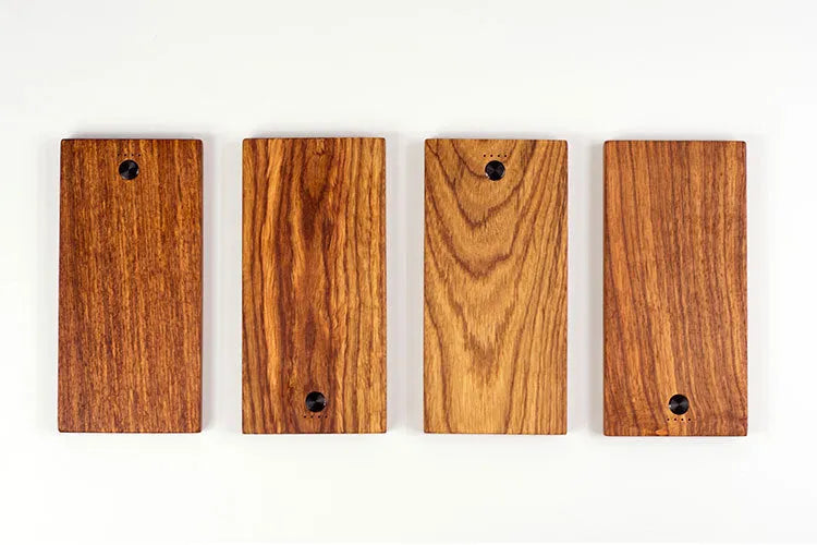 Wooden handicraft 8000mAh power bank with USB ports on slim 12mm body