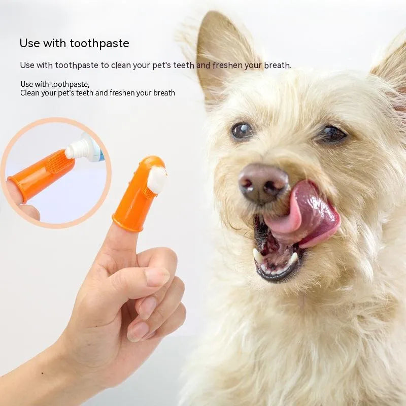 4-piece boxed set of soft TPR pet finger toothbrushes for cats and dogs