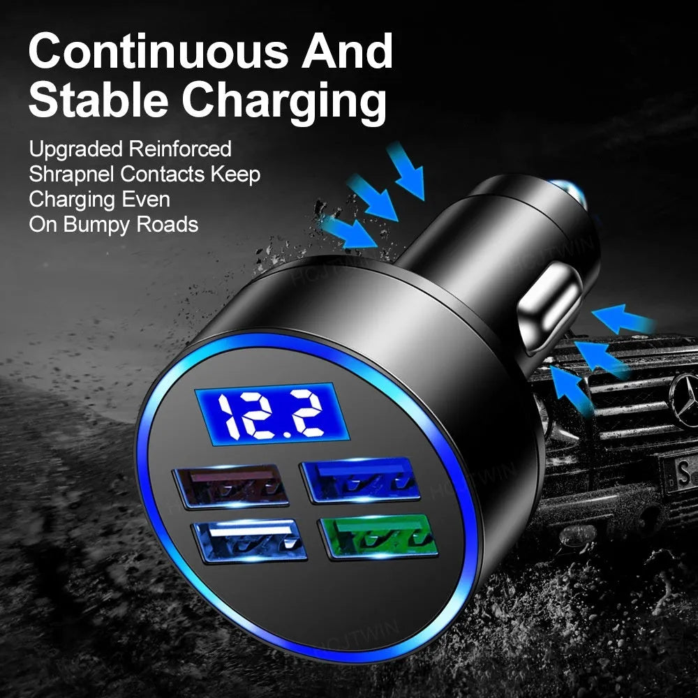Black multi-port car charger for vehicles with 3100mA output current and 12-24V compatibility